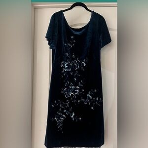 White  house black market dark turquoise velvet dress size medium